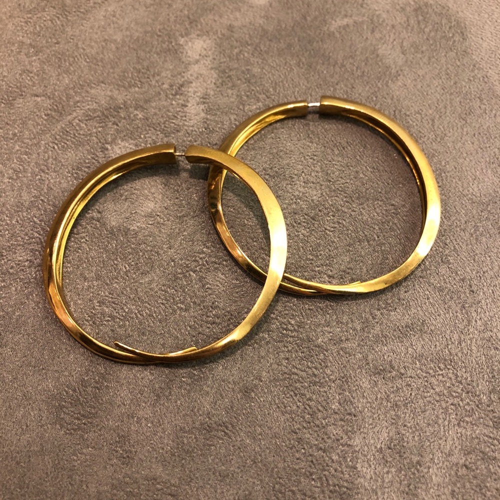 GOLD HOOPS NEVER WORN NWT - Picture 2 of 3